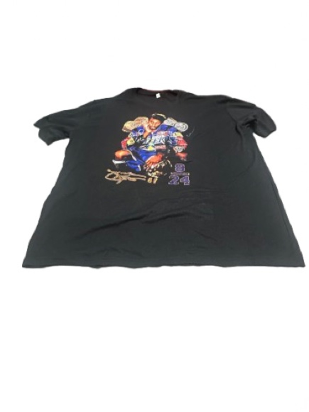 Black Kobe Graphic Tee with Colorful Athlete Print
